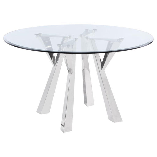 Alaia - Round Glass Top Dining Table - Clear And Chrome Sacramento Furniture Store Furniture store in Sacramento