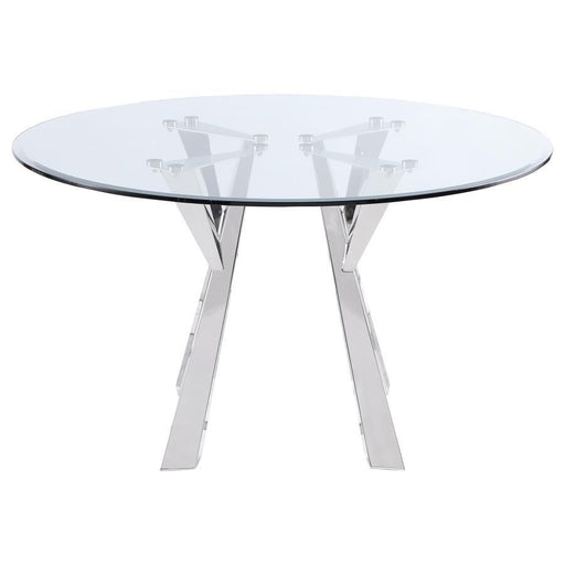Alaia - Round Glass Top Dining Table - Clear And Chrome Sacramento Furniture Store Furniture store in Sacramento