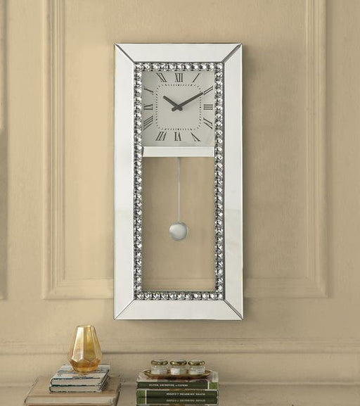 Lotus - Wall Clock - Mirrored & Faux Crystal Diamonds Sacramento Furniture Store Furniture store in Sacramento