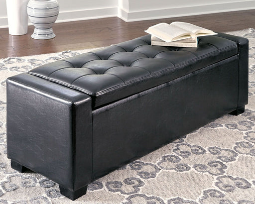 Benches - Black - Upholstered Storage Bench - Faux Leather Sacramento Furniture Store Furniture store in Sacramento