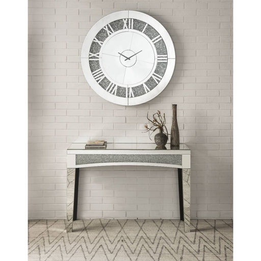 Noralie - Wall Clock - Mirrored & Faux Diamonds - 39" Sacramento Furniture Store Furniture store in Sacramento