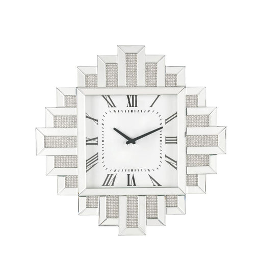 Lavina - Wall Clock - Mirrored & Faux Diamonds - 24" Sacramento Furniture Store Furniture store in Sacramento
