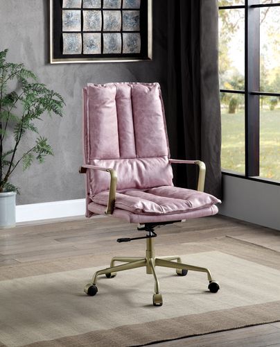 Tinzud - Office Chair - Pink Top Grain Leather Sacramento Furniture Store Furniture store in Sacramento