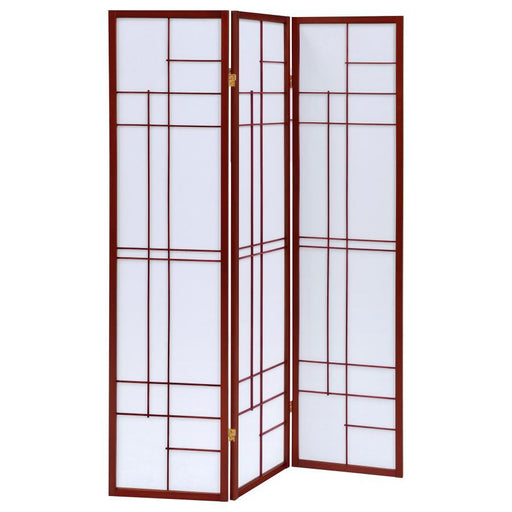 Katerina - 3-Panel Folding Floor Screen - White And Cherry Sacramento Furniture Store Furniture store in Sacramento