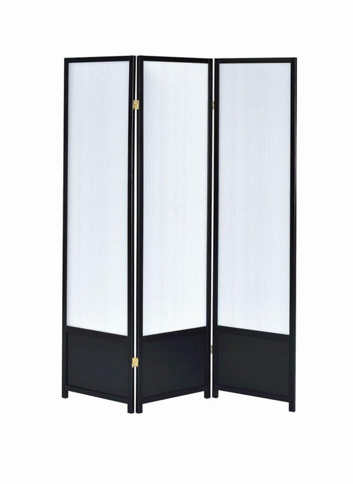 Calix - 3-Panel Folding Floor Screen - Translucent And Black Sacramento Furniture Store Furniture store in Sacramento