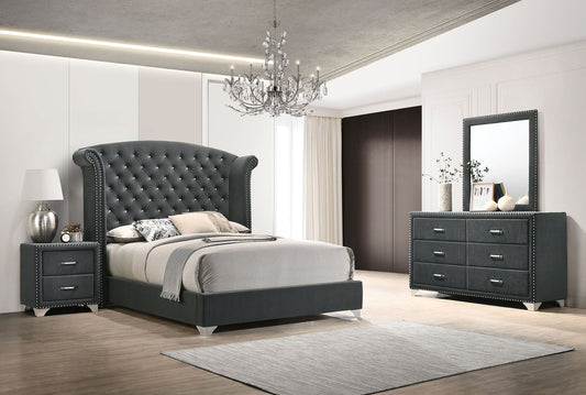 Gray glam bedroom set in Sacramento California