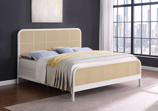 Lanewood Open Cane Webbing Metal Eastern King Bed White