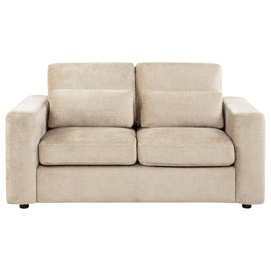 Amador Chenille Upholstered Track Arm Loveseat Camel