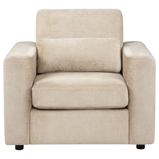 Amador Chenille Upholstered Track Arm Accent Chair Camel
