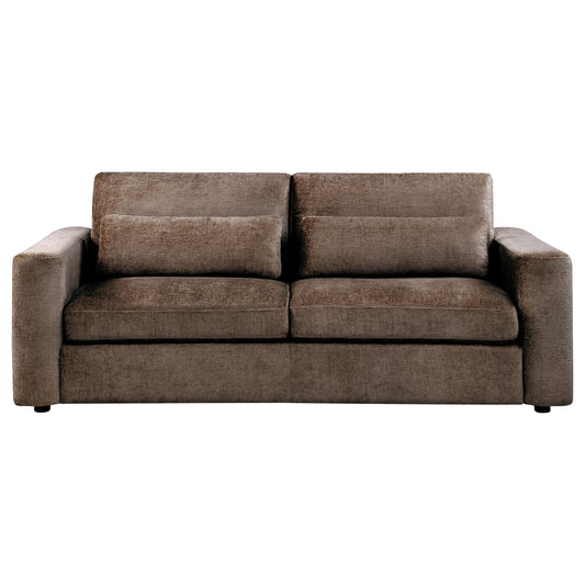 Amador Chenille Upholstered Track Arm Sofa Chocolate