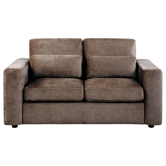 Amador Chenille Upholstered Track Arm Loveseat Chocolate
