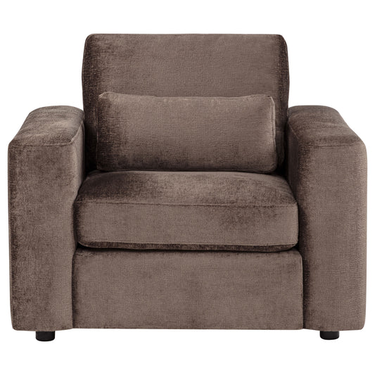 Amador Chenille Upholstered Track Arm Accent Chair Chocolate