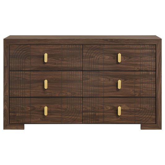 Etienne 6-drawer Bedroom Dresser Walnut
