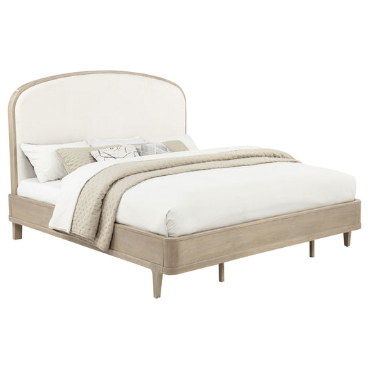 Lucaire California King Upholstered Panel Bed Sandstone