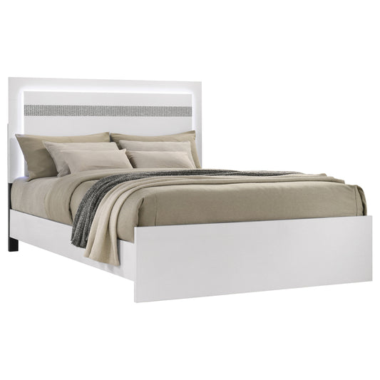 Viana Touch-Control LED Queen Platform Bed White High Gloss