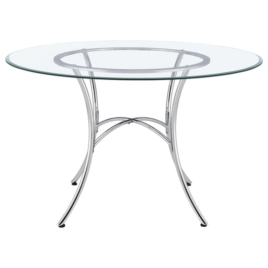 Kline 48-inch Round Glass Top Dining Table Chrome