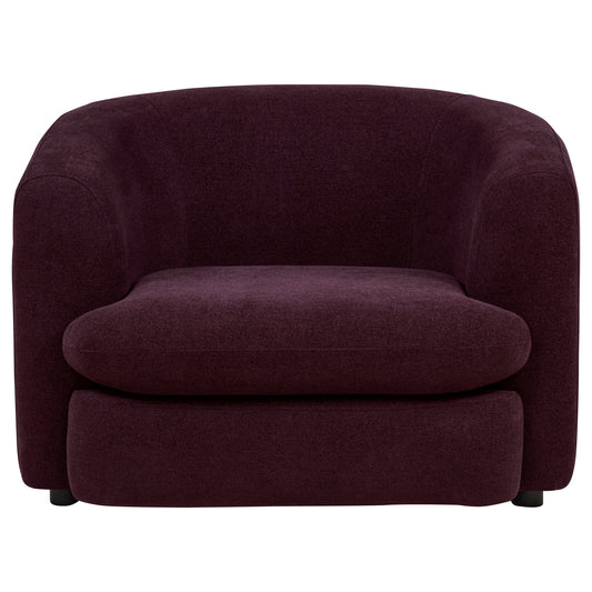 Delroy Stationary Accent Chair Aubergine Polyester Upholstery
