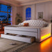 Upholstered Daybed With LED Belt, Trundle And 3 Drawers