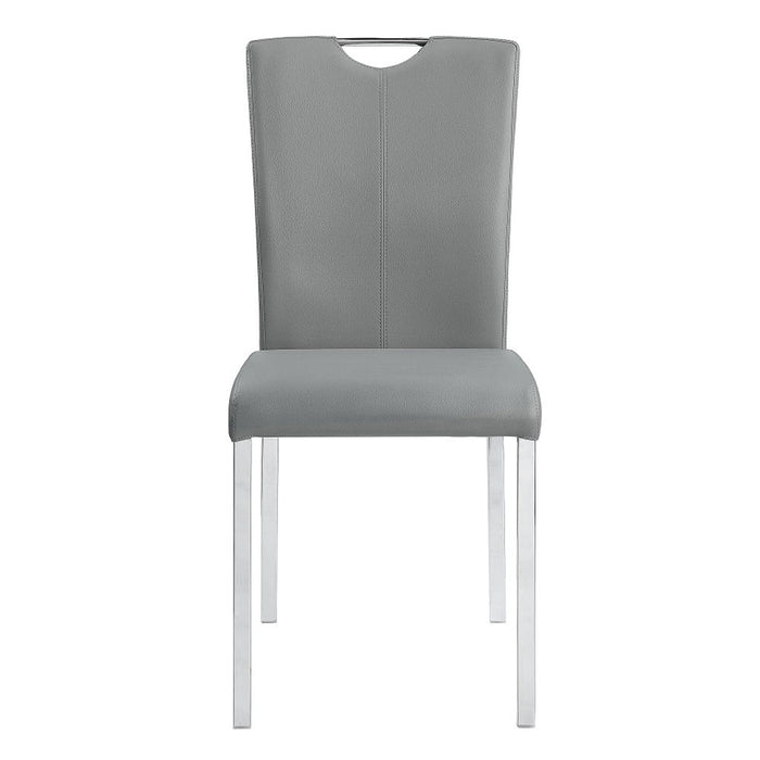 Pagan - Side Chair Set of 2) - Gray Synthetic Leather & Chrome