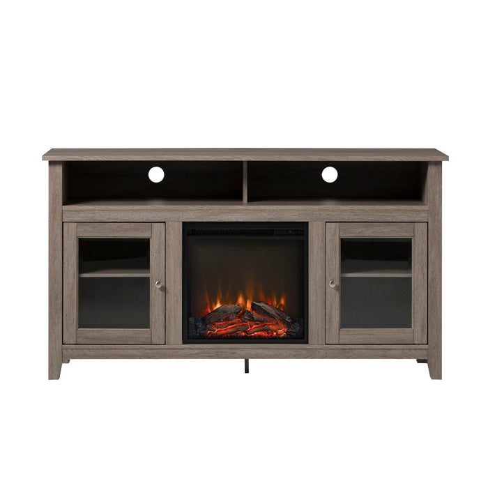 Classic Glass Door Fireplace Tall TV Stand For TVs Up To 65"