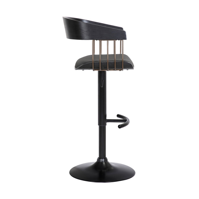 Larisa - Adjustable  Wood Bar Stool - Black