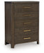Radkin - Five Drawer Chest - Burnished Brown