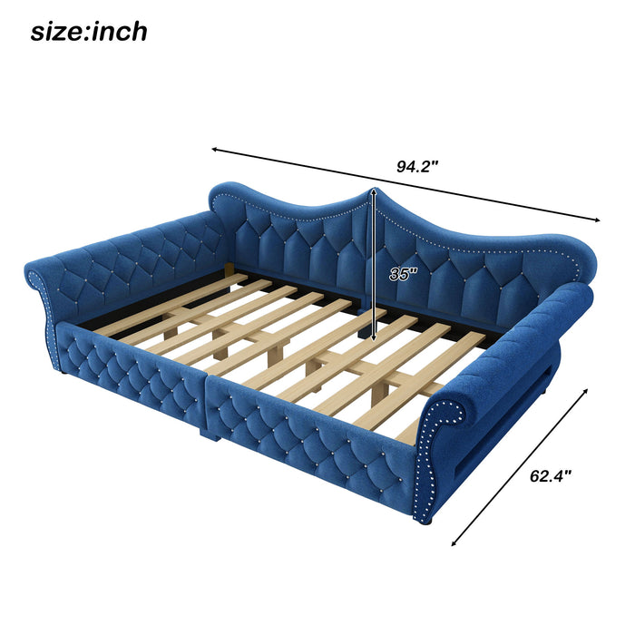 Upholstered Daybed With LED Lighting And Nailhead Trim