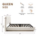 Linton - Queen Size Upholstered Platform Bed - Cream White / Light Grey / Camel Oak