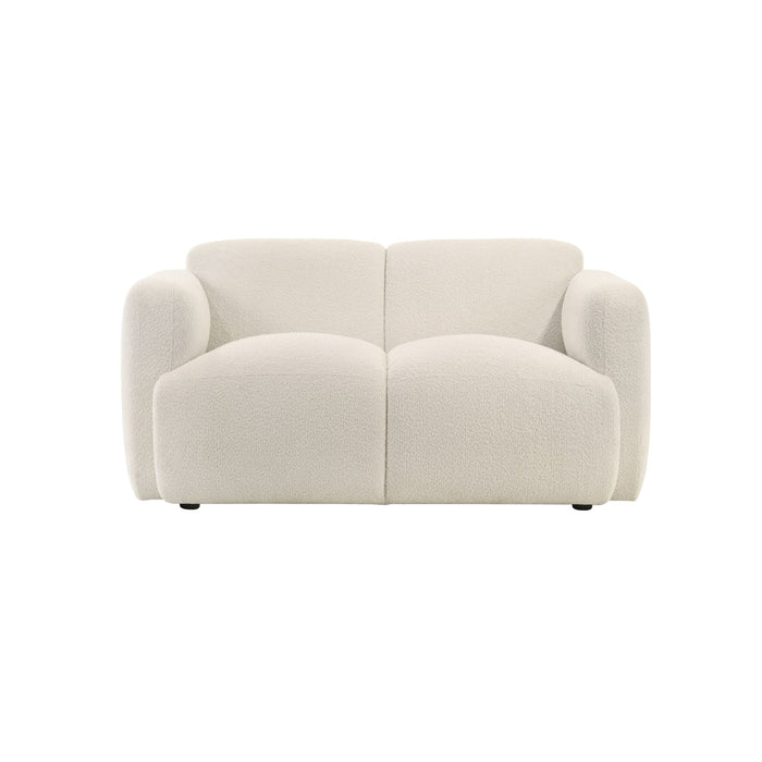 Sierra - Boucle Fabric Loveseat With Rounded Arms - Ivory