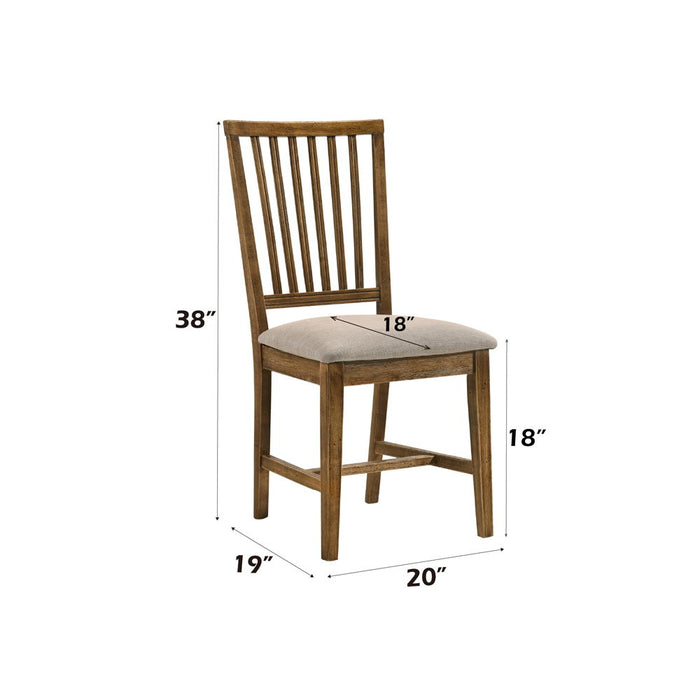 Wallace II - Side Chair Set of 2) - Tan Linen & Weathered Oak