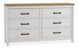 Kerisden - Six Drawer Dresser - White / Brown