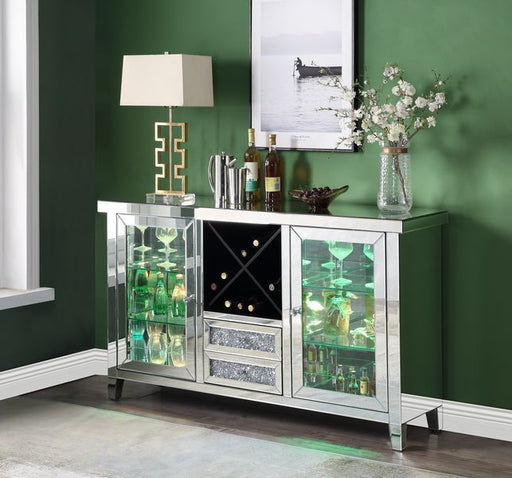 Noralie - Wine Cabinet - Mirrored & Faux Diamonds - 36" Sacramento Furniture Store Furniture store in Sacramento