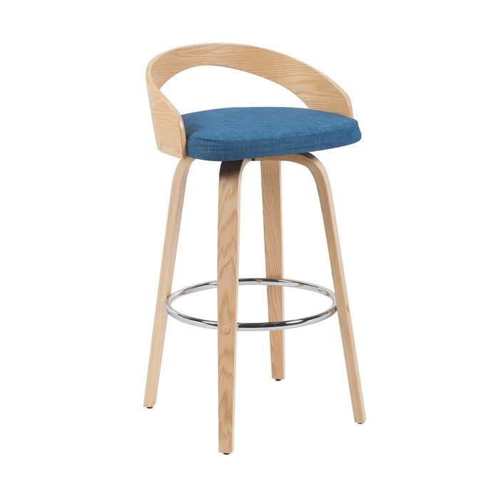 Sonia - Modern Swivel Bar Height Stool - Patterned Oak Wood Finish