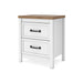 Kerisden - Two Drawer Night Stand - White / Brown