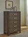 Radkin - Five Drawer Chest - Burnished Brown