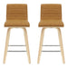 Vienna - 35.5" Swivel Counter Height Square Back Wood Bar Stool With Faux Leather Seat