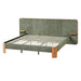 Upholstered Platform Bed Frame With Curved Headboard, Built-In Floating Shelves