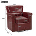 Swivel Accent Chair With Rolled Arm, Sewn Pillow Back, Nailhead Trim For Living Room