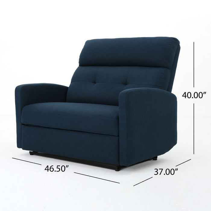 Alma - Contemporary Upholstered Loveseat Recliner - Navy Blue