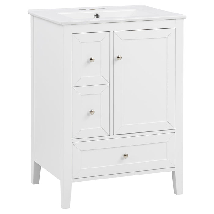 Modern Bathroom Vanity With Sink, Soft Close Drawers & Door, Storage Rack