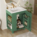Classic Retro Bathroom Vanity With Sink, Door Shelf, Side Open Storage Frame
