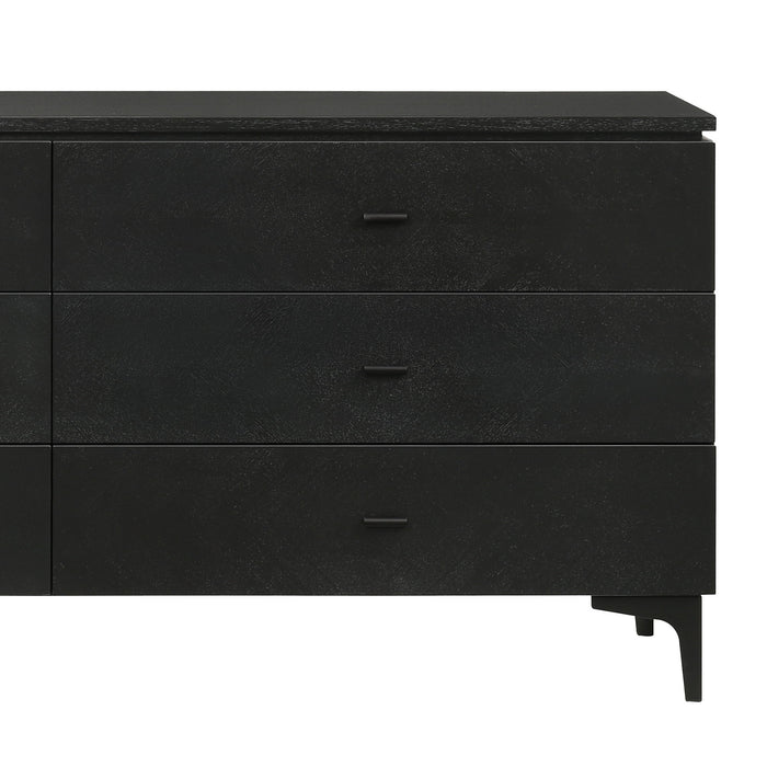 Legend - 6 Drawer Dresser With Metal Legs - Black Glaze Ash
