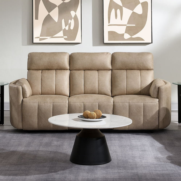 Elison - Motion Sofa - Dark Beige Polish Microfiber