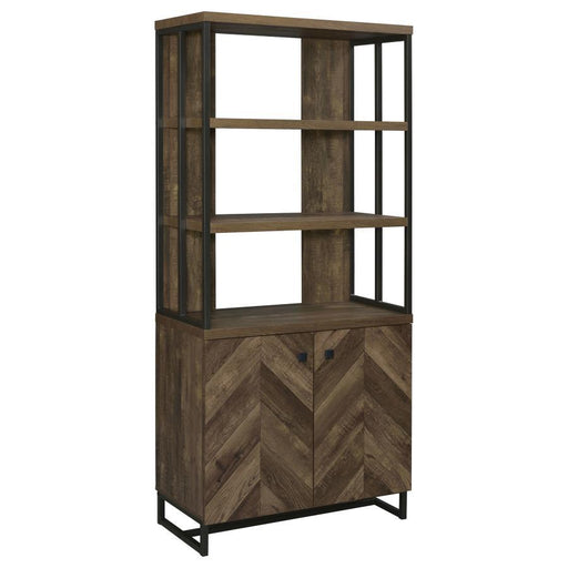 Millbrook - 2-Door Bookcase - Rustic Oak Herringbone And Gunmetal Sacramento Furniture Store Furniture store in Sacramento