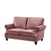 Loveseat Sofa With Nailhead Detail & Turned Legs, 2 Seater Upholstered Couch