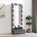 Lorena - Tall Mirror With Drawer And Speakers LED Lighting - Gray