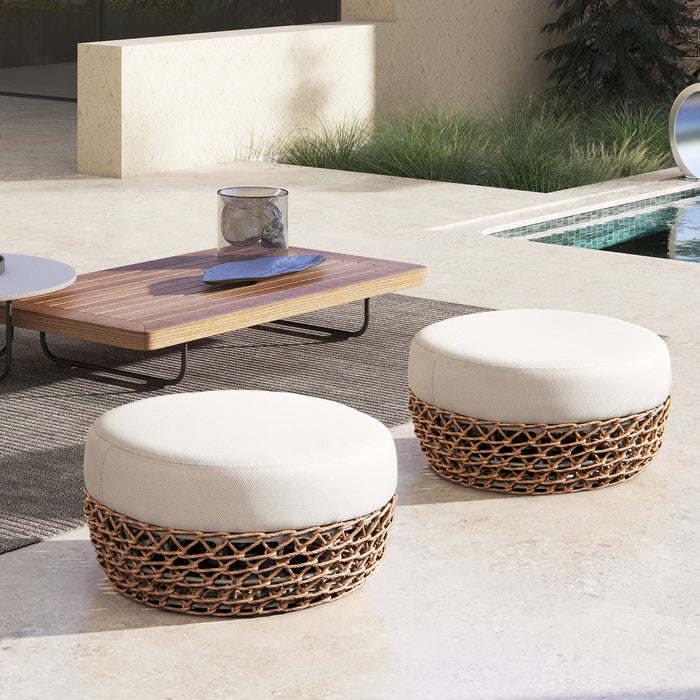 Willow - Round Upholstered Patio Ottoman