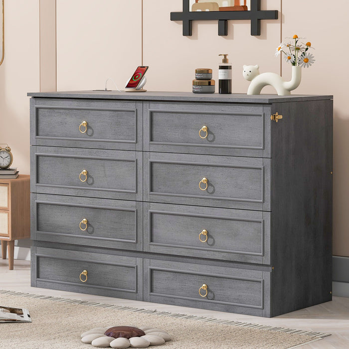 Queen Murphy Elegant Bed With Spacious Drawers - Gray
