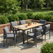 7 Piece Outdoor Dining Set With Table And 6 Chairs - Black / Gray / Teak
