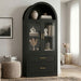 Arched Top Storage Cabinet With Fixed 2 Tier Shelves, 2 Large Drawers